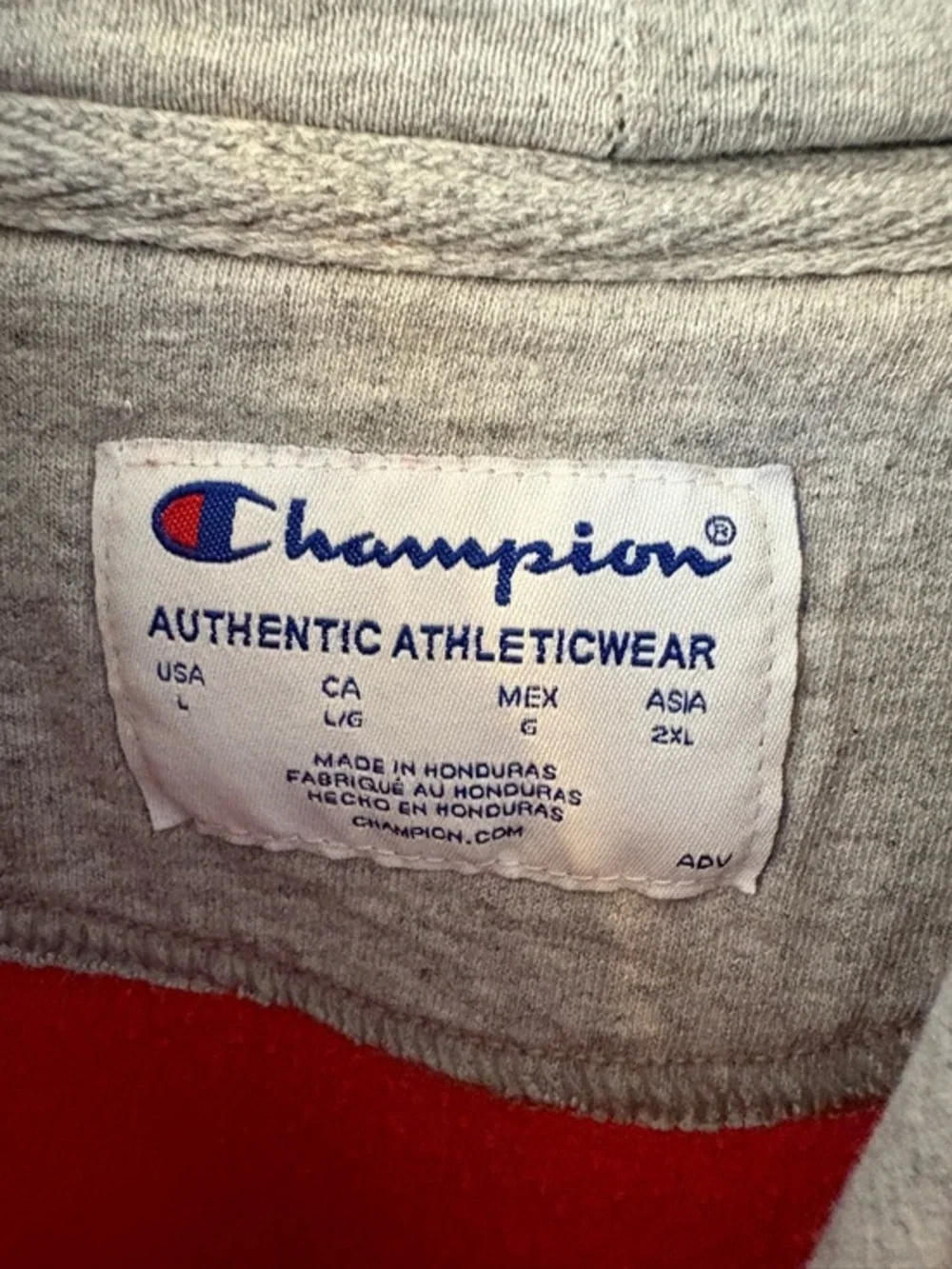 Champion Red Logo Hoodie Sweatshirt Size Large Cotton - Picture 11 of 13
